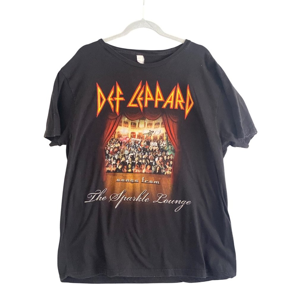 VTG Def Leppard Songs From The Sparkle Lounge Black Graphic T-Shirt Unisex Large